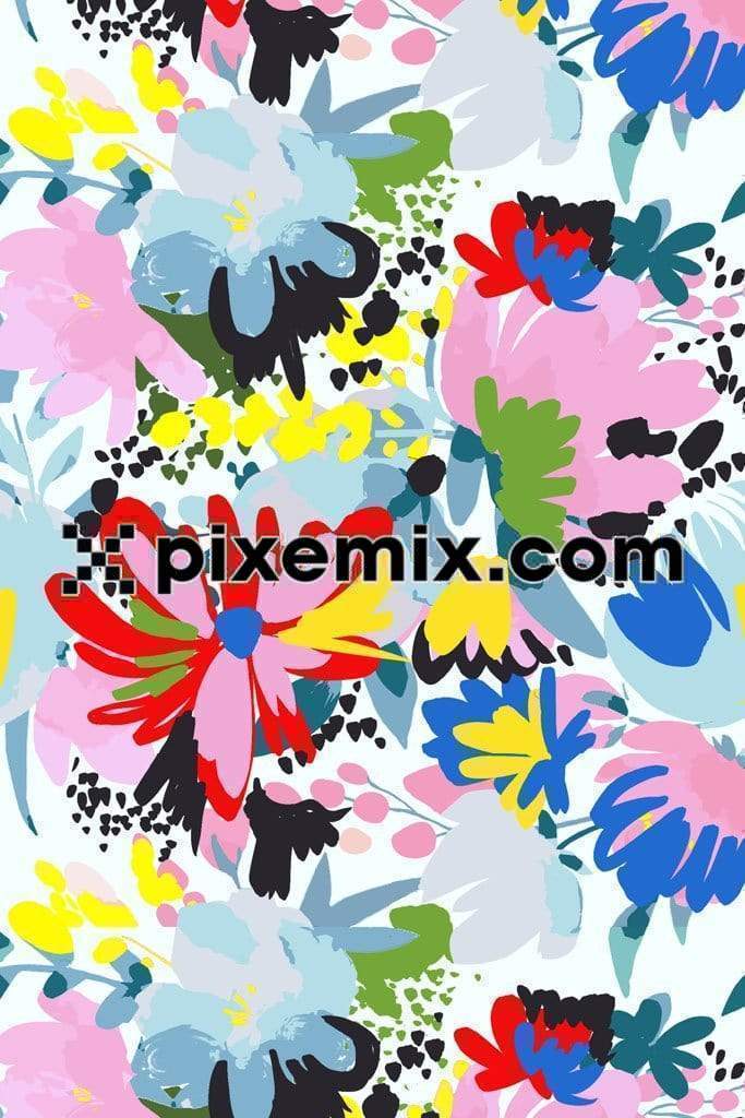 Florals and brush stroke product graphic with seamless repeat pattern