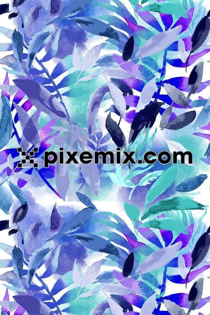 Leaf and brush stroke product graphic with seamless repeat pattern