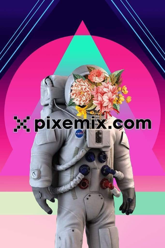 Surreal inspired astonaut with flower product graphics
