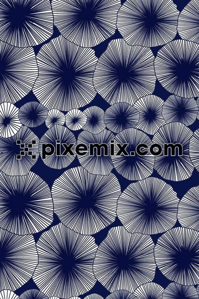 Line art inspried round leaf product graphic with seamless repeat pattern