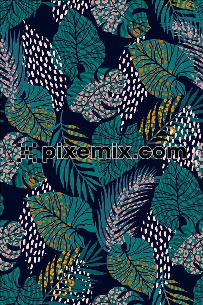 Leaf and tiger screen product graphic with seamless repeat pattern