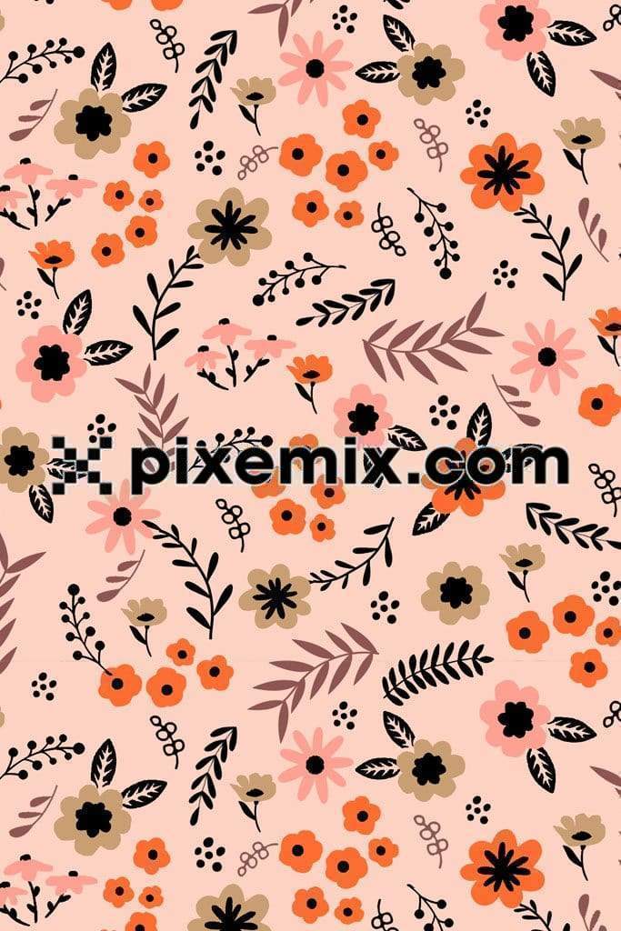 Florals product graphics with seamless repeat pattern