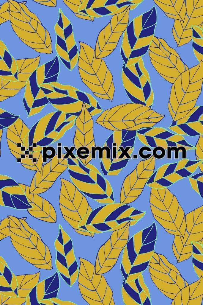 Tropical colorful leaf product graphics with seamless repeat pattern