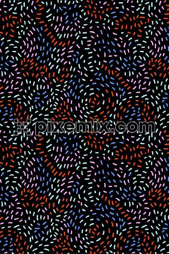 Abstract colorful line art product graphics with seamless repeat pattern