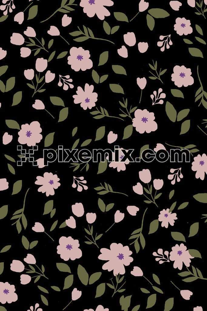 Abstract florals and leaf product graphics with seamless repeat pattern