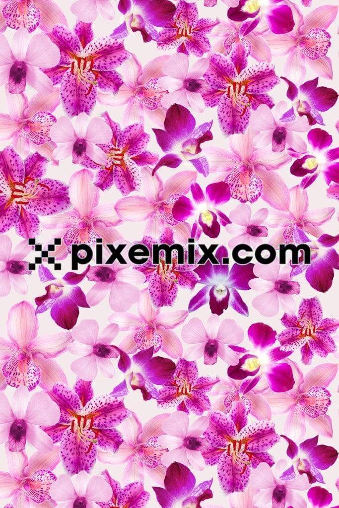 Colorful florals product graphics with seamless repeat pattern