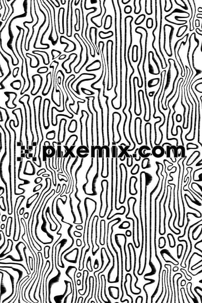 Black and white psychedelics art product graphics with seamless repeat pattern