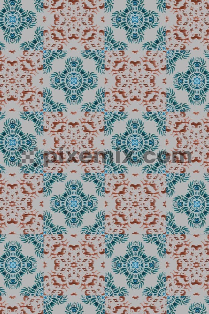 Ethnic art product graphics with seamless repeat pattern