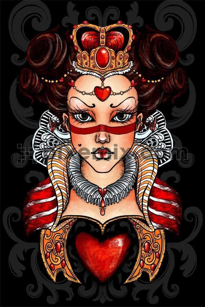 Illustration inspired queen of hearts product graphics