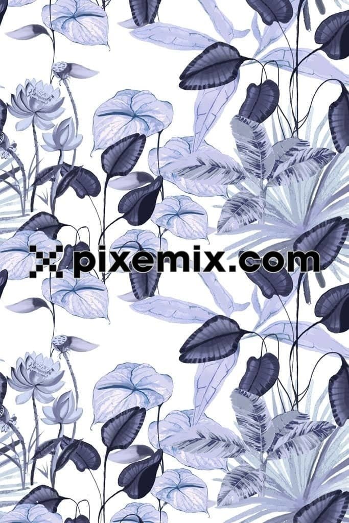Florals brunches and leave product graphics with seamless repeat pattern