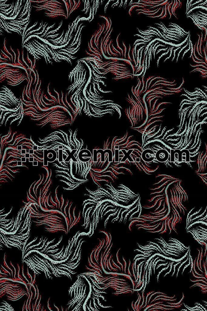 Underwater plant leafs product graphics with seamless repeat pattern