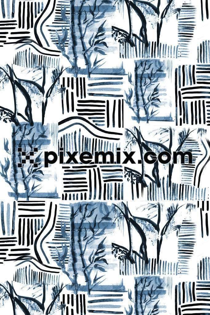 Abstract lineart and tree product graphics with seamless repeat pattern