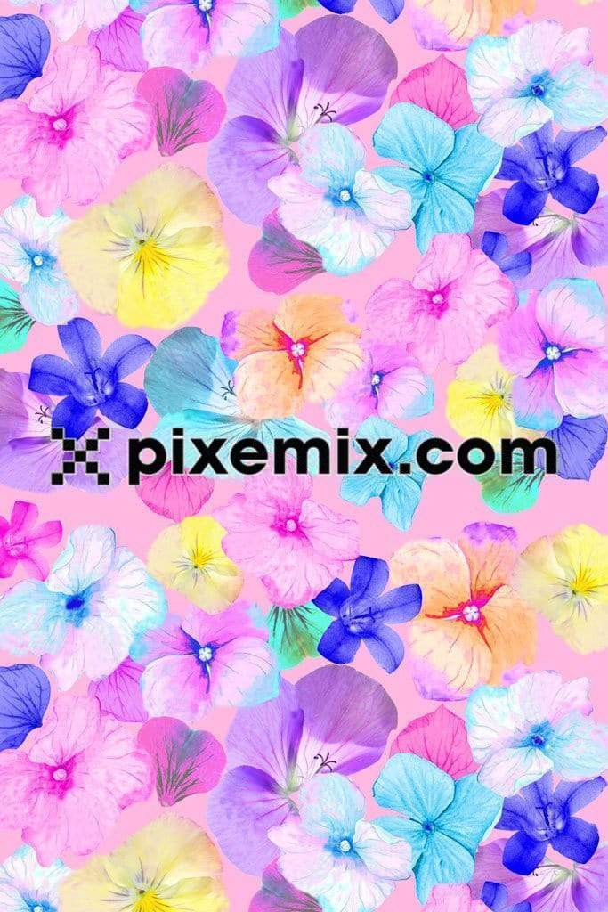 Abstract colorful florals product graphics with seamless repeat pattern