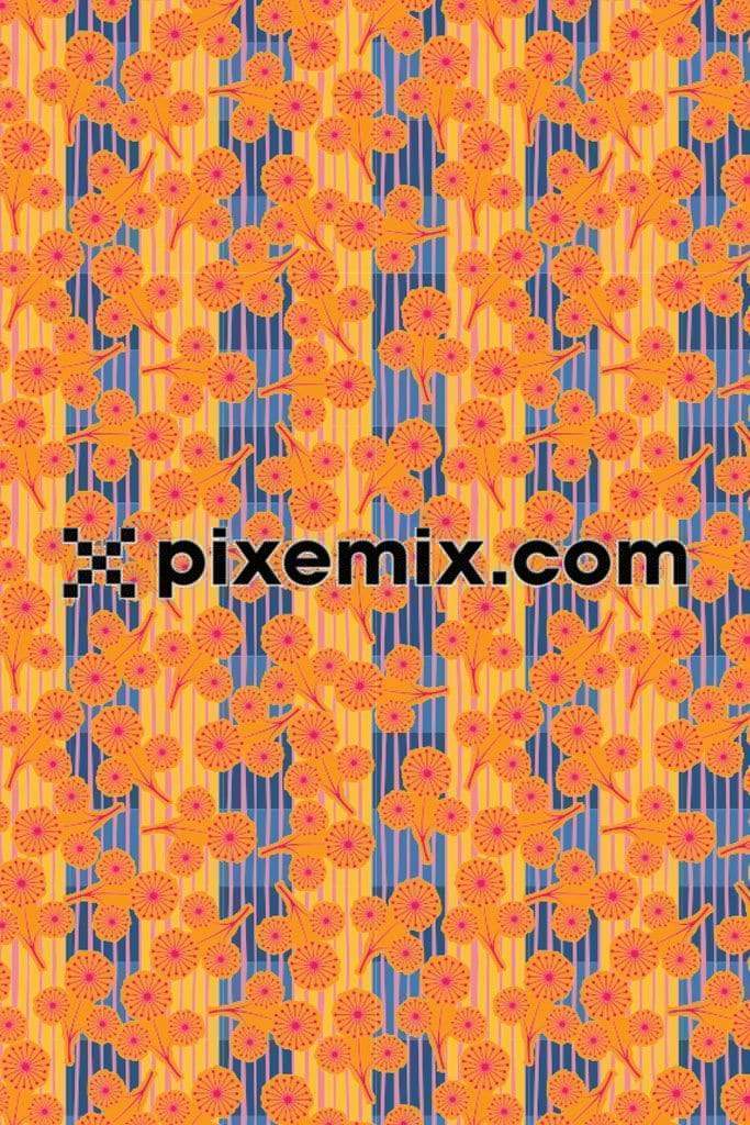 Florals and line art product graphics with seamless repeat pattern