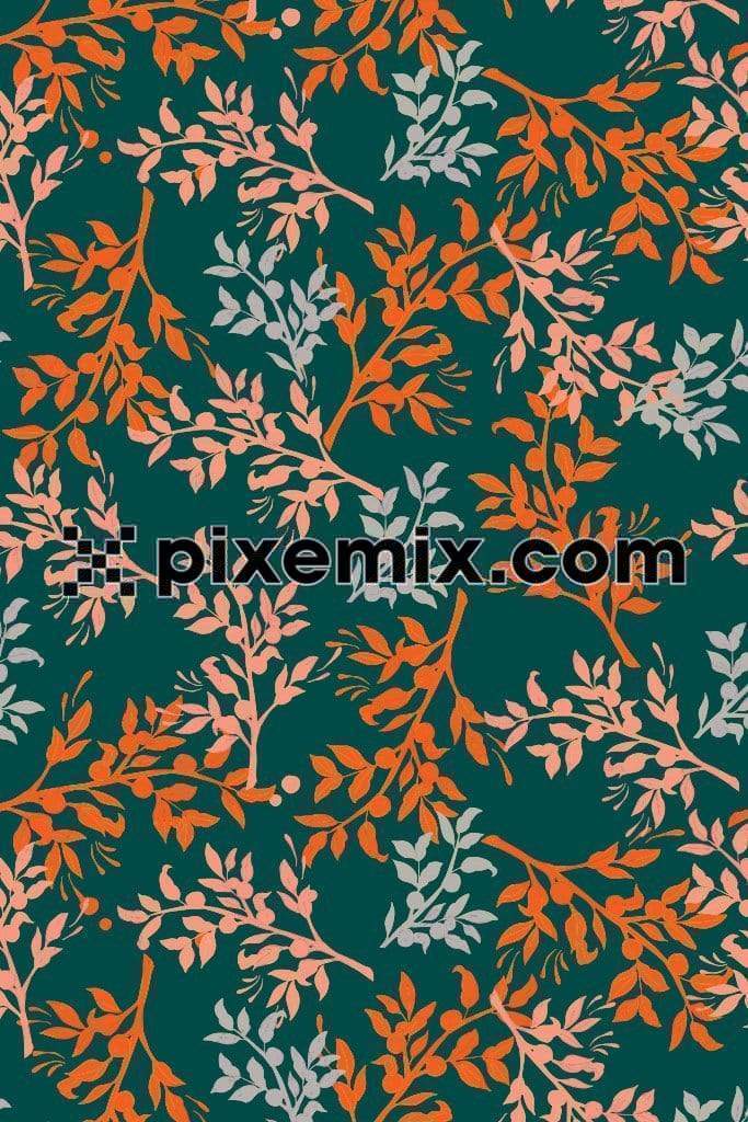 Colorful leaf product graphics with seamless repeat pattern