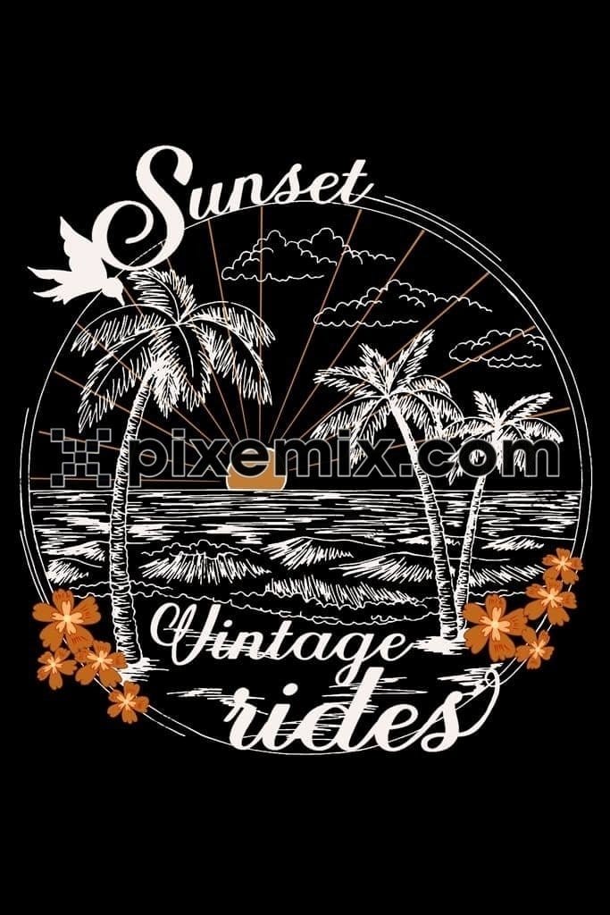 Beach inspired vintage style product graphic