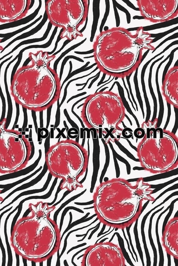 Animal print and pomegranate product graphic with seamless repeat pattern