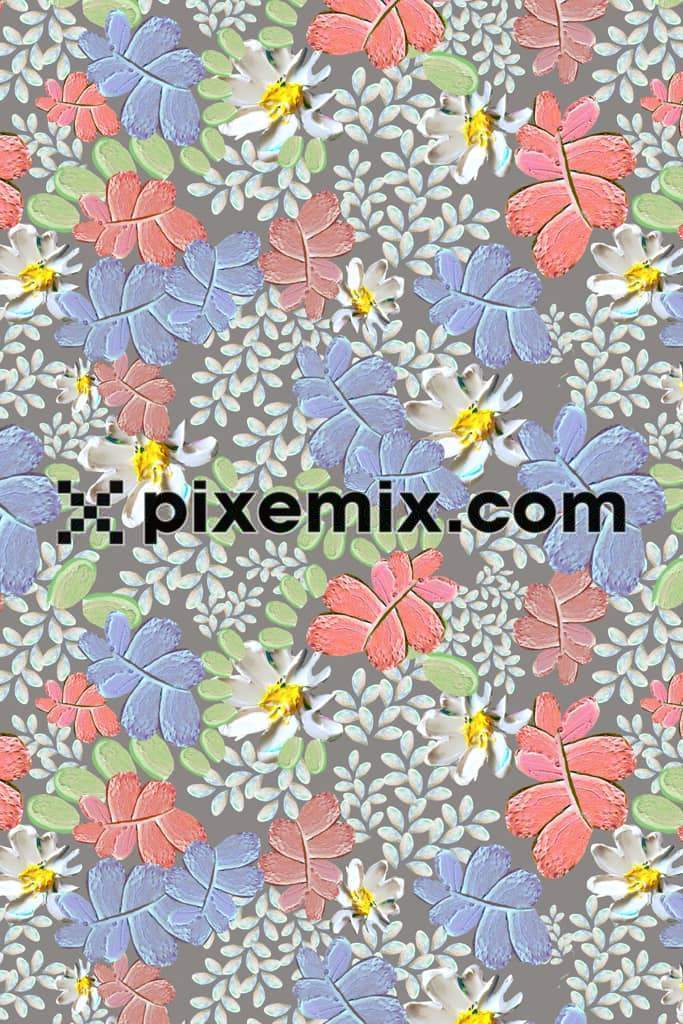 Leaf and florals product graphics with seamless repeat pattern