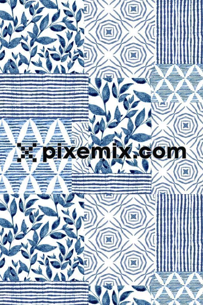 Mix and match inspried stripe and leaf product graphic with seamless repeat pattern