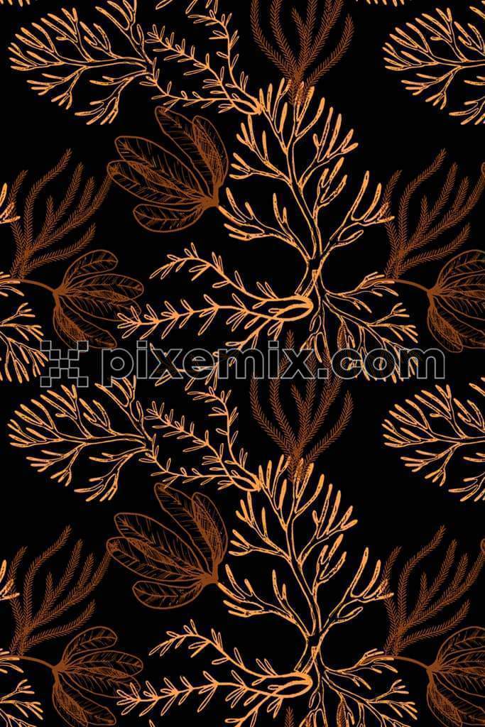 Under water plants product graphic with seamless repeat pattern
