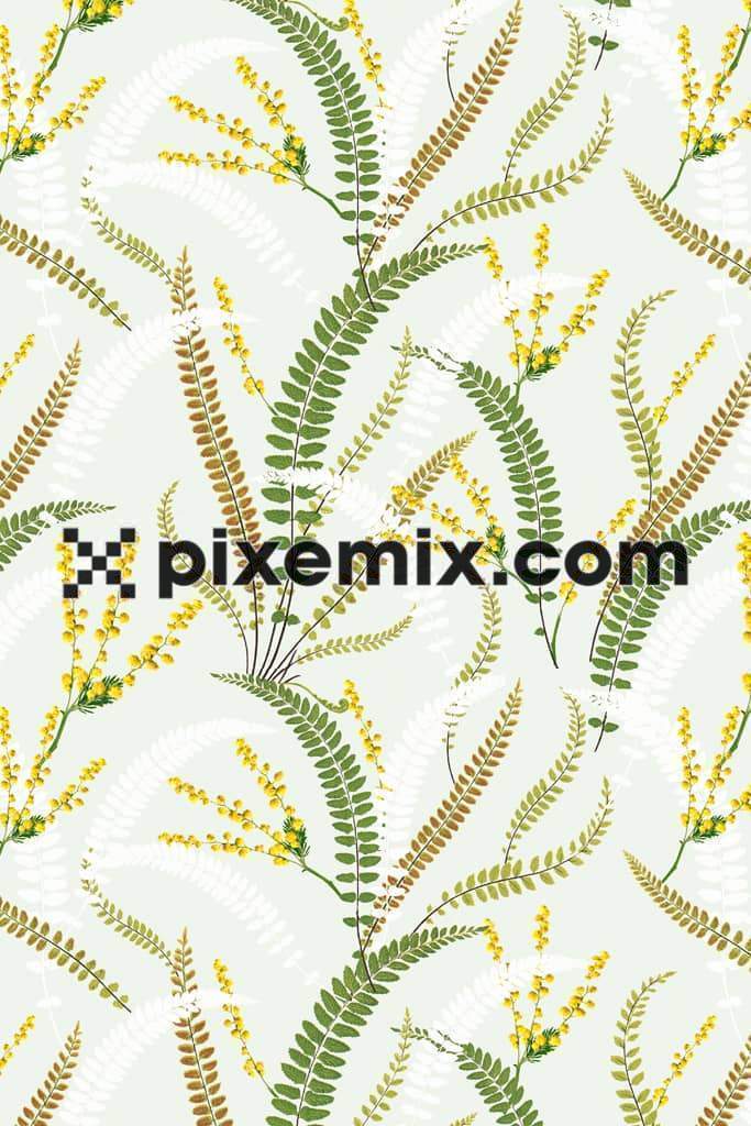 Leafs and florals product graphic with seamless repeat pattern