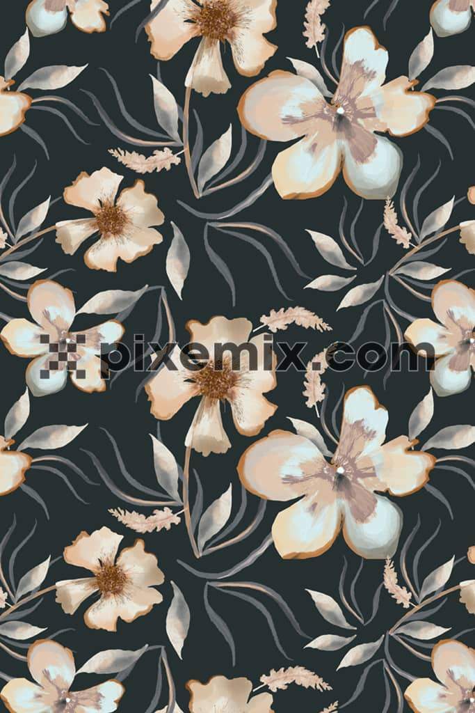 Watercolour florals product graphic with seamless repeat pattern