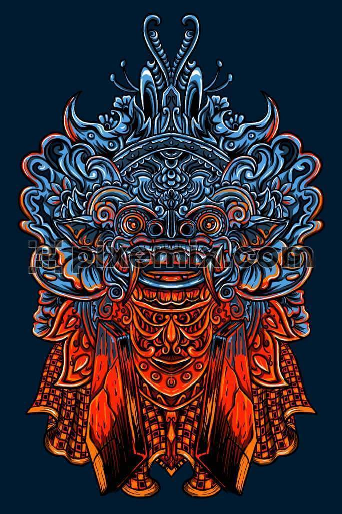 Tribal art inspired barong mask product graphic