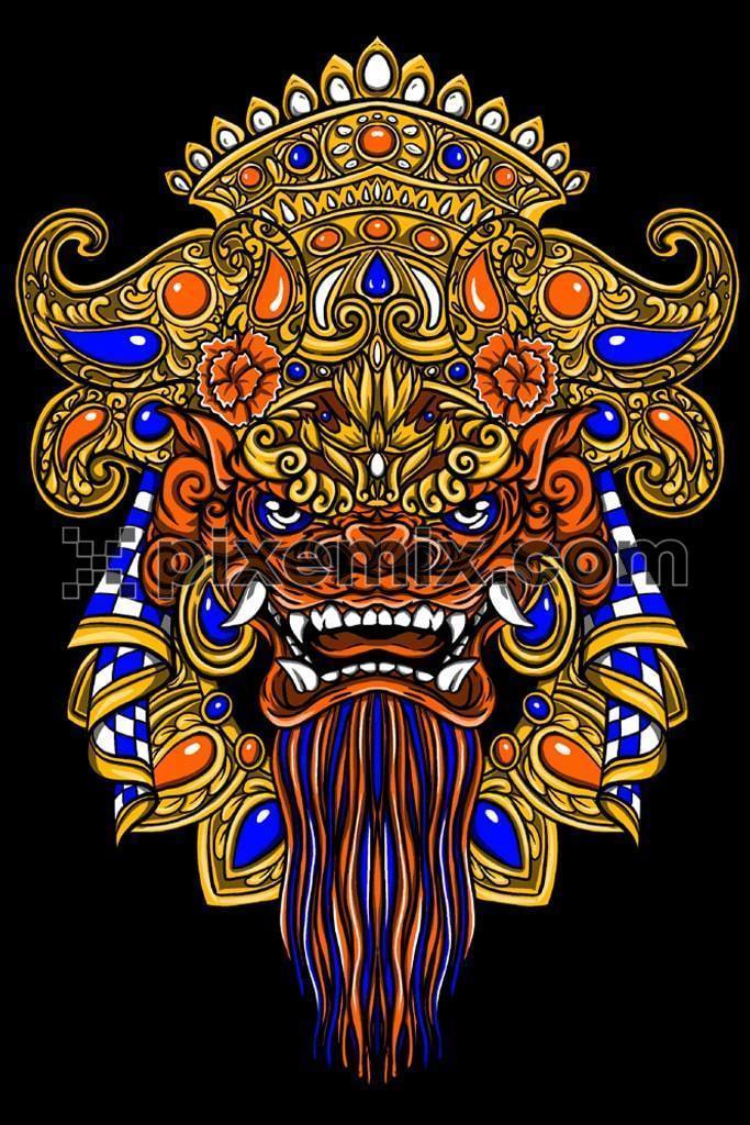 Tribal art inspired barong mask product graphic