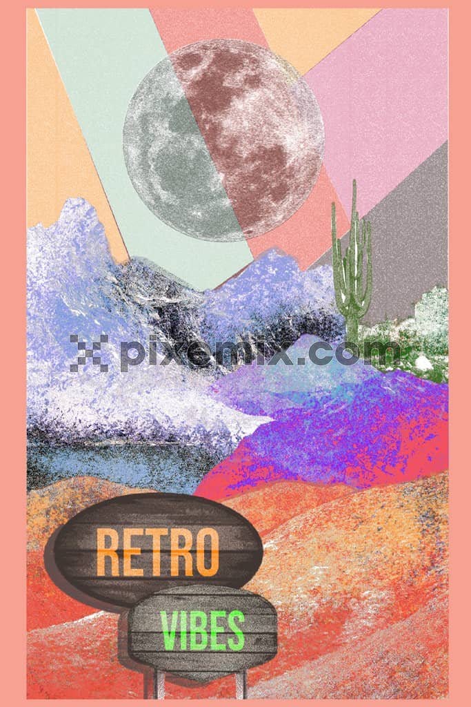 Nature and vacation inspired retro style product graphics 
