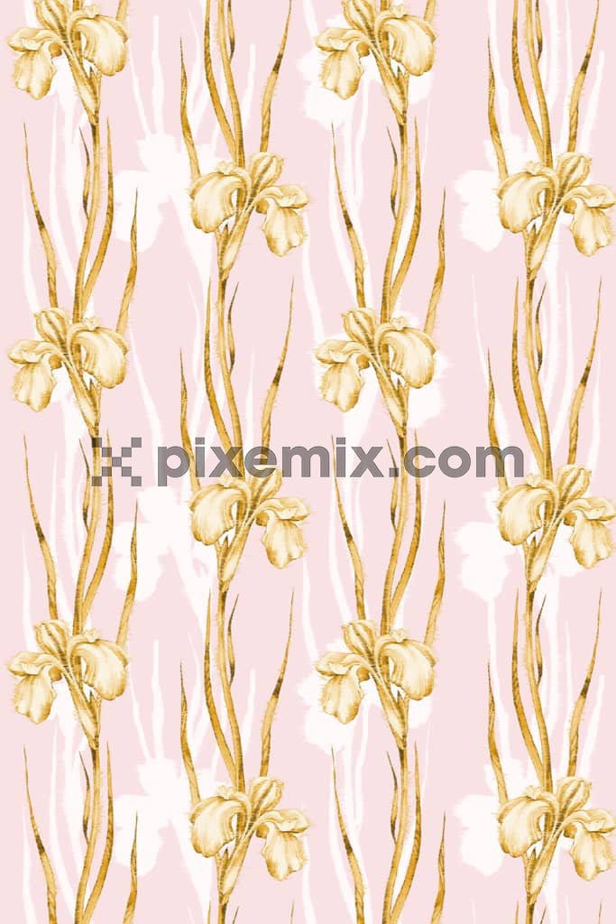 Florals and leafs product graphic with seamless repeat pattern