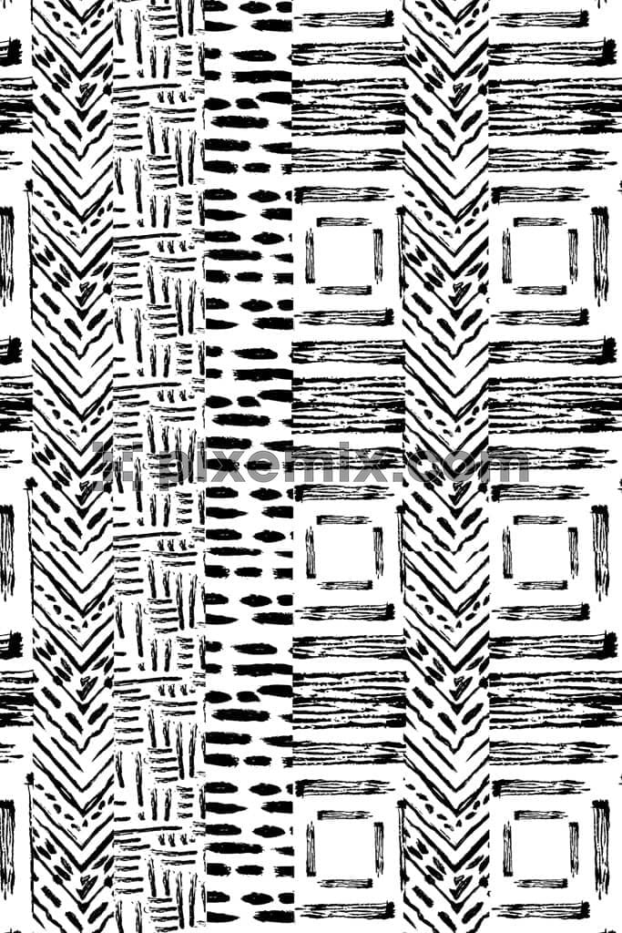 Doodle lineart product graphic with seamless repeat pattern