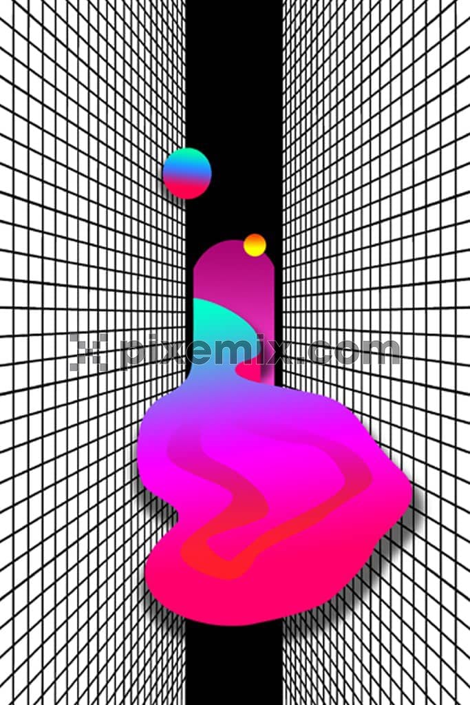 Liquid holographic style perspective product graphic