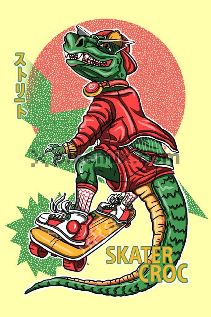 Street skate inspired skating croc product graphic