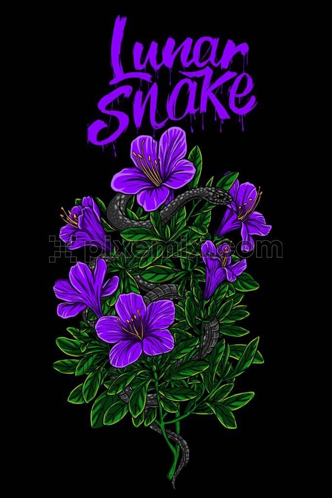 Snake and flora inspired product graphic 