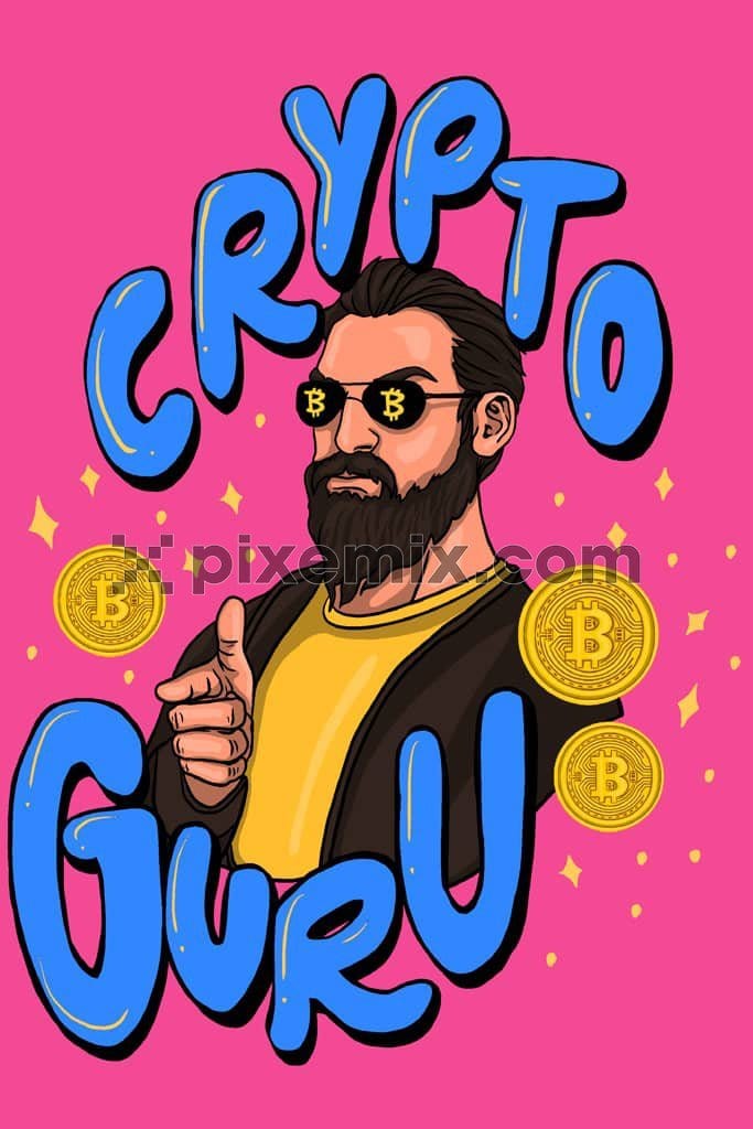Character graphic inspired by Crypto-age product graphic