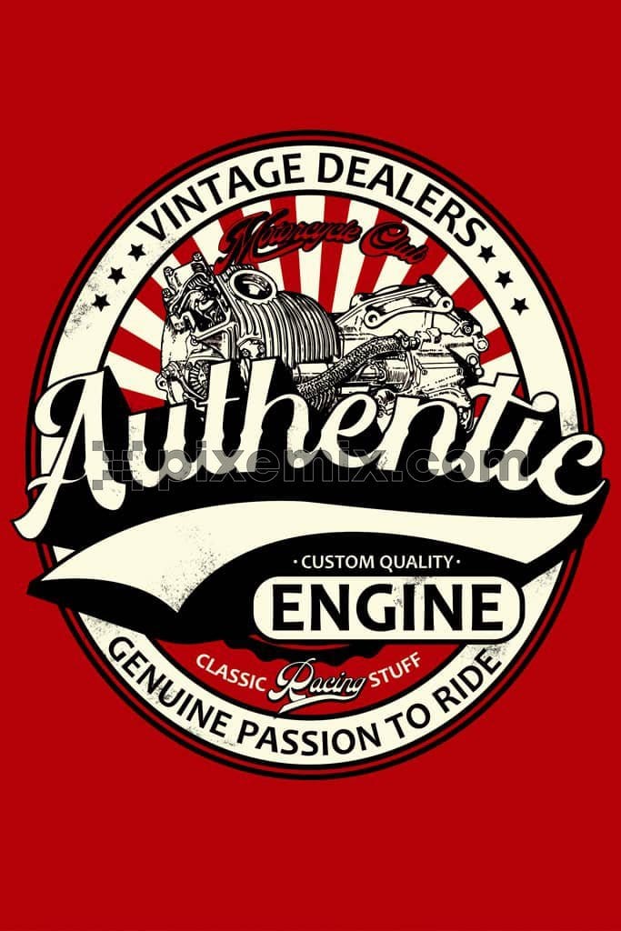 Vintage logo and engine inspired product graphic 