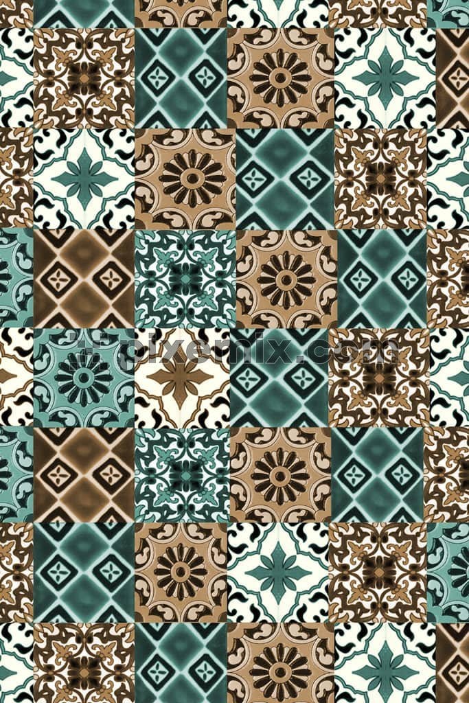 Abstract ethnic art product graphic with seamless repeat pattern
