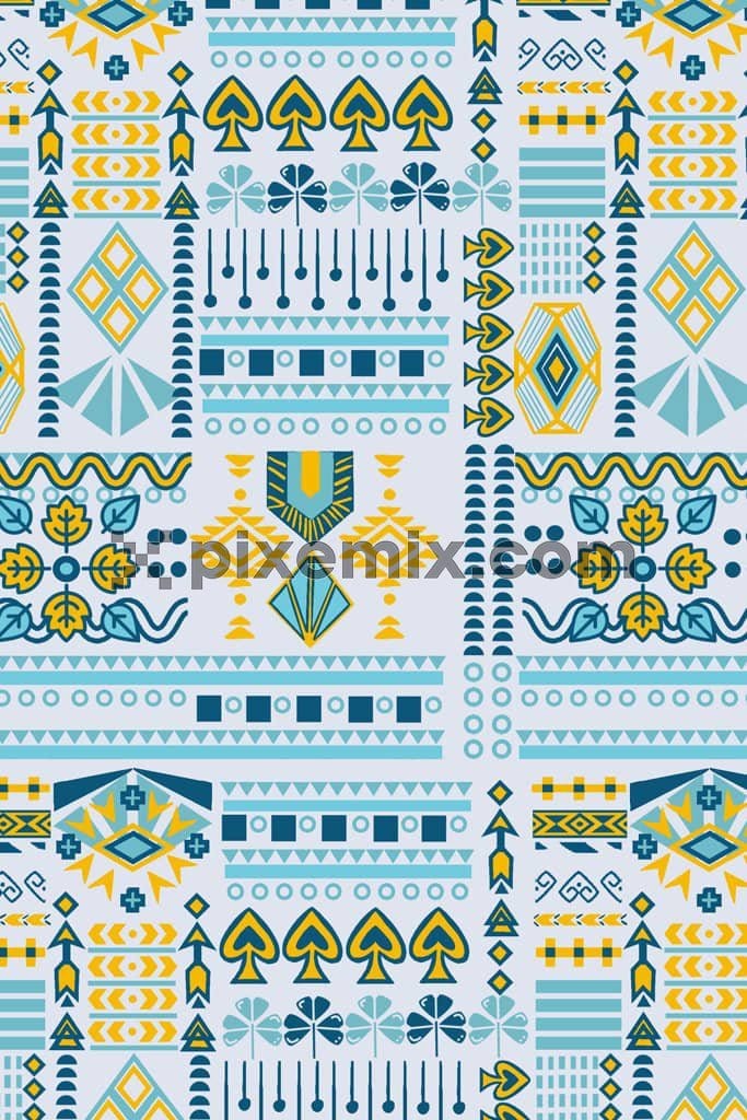 Tribal art product graphic with seamless repeat pattern