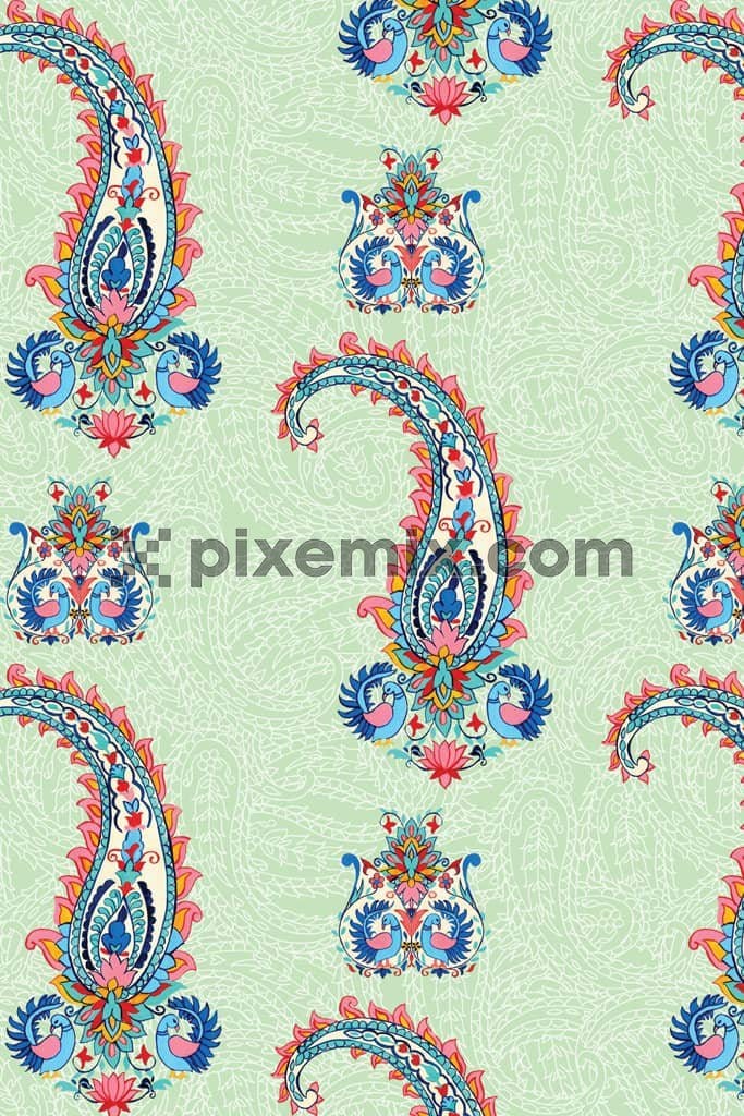 Ethnic art product graphic with seamless repeat pattern