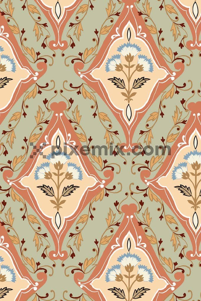 Persianart inspired paisleyart product graphic with seamless repeat pattern