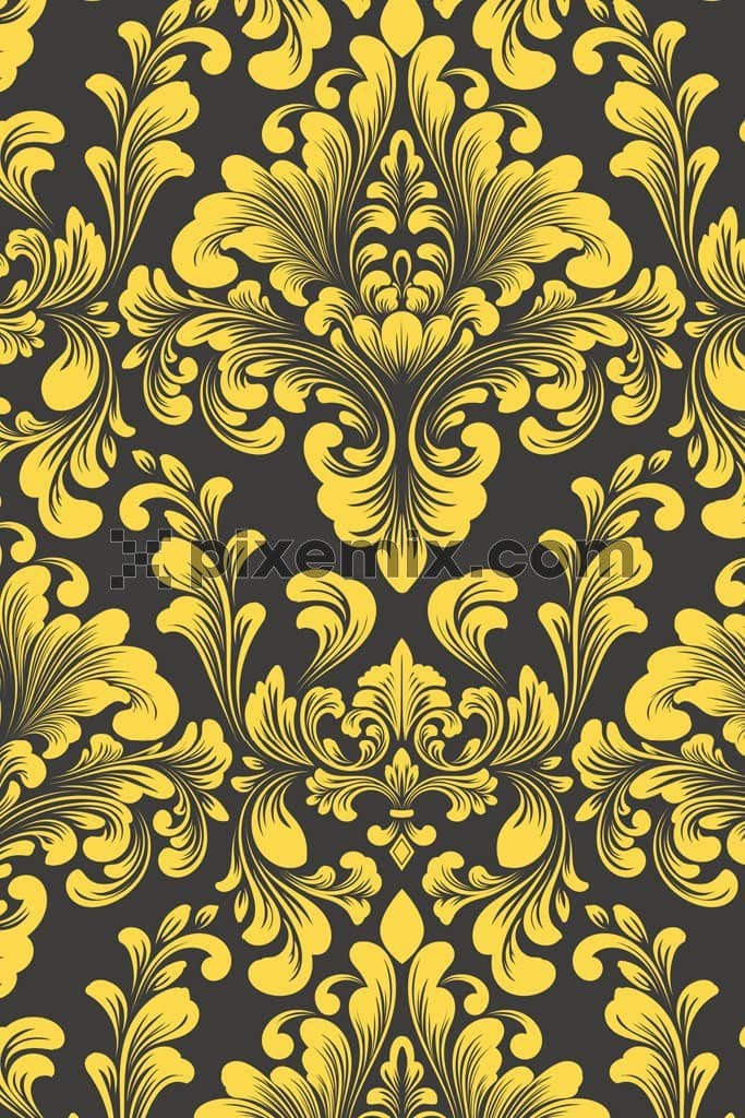 Baroque art product graphic with seamless repeat pattern