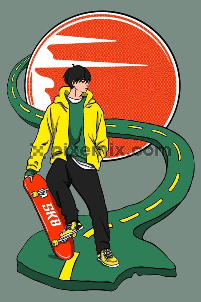 Street style skater boy product graphic 