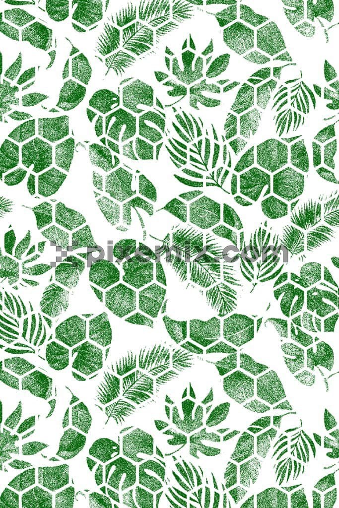 Tropical leaf  product graphic with seamless repeat pattern