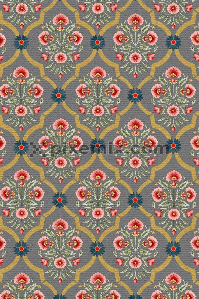Florals and leaf product graphic with seamless repeat pattern 