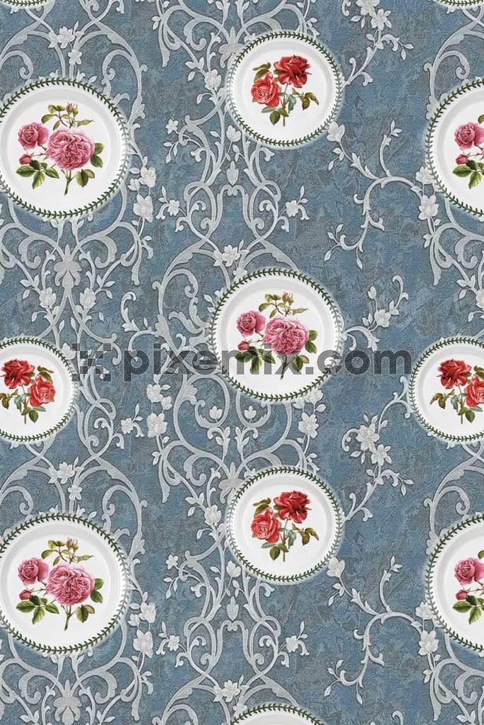 florals and paisley art product graphic with seamless repeat pattern 