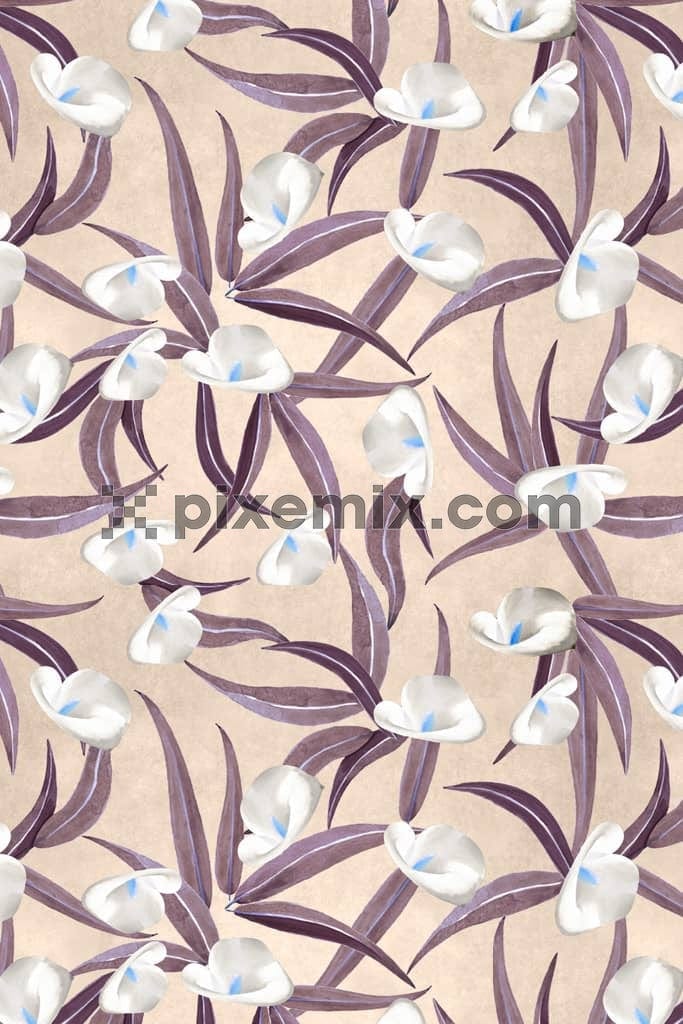 Leaf and florals product graphic with seamless repeat pattern