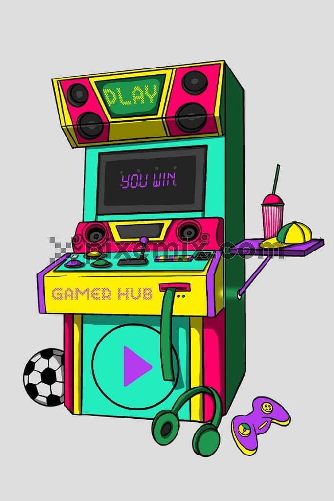 Retro arcade games inspired product graphic