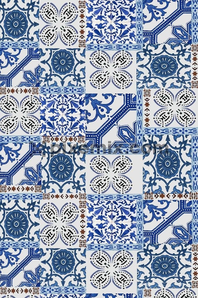 Paisley tiles art product graphic with seamless repeat pattern