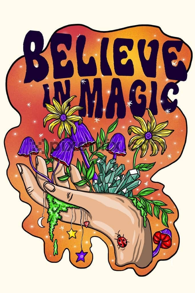 Magic inspired stone and florals product graphic