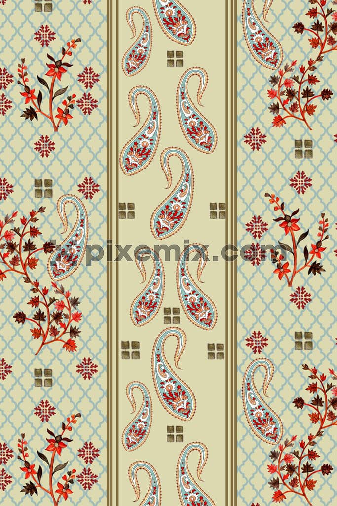 Paisley art product graphic with seamless repeat pattern